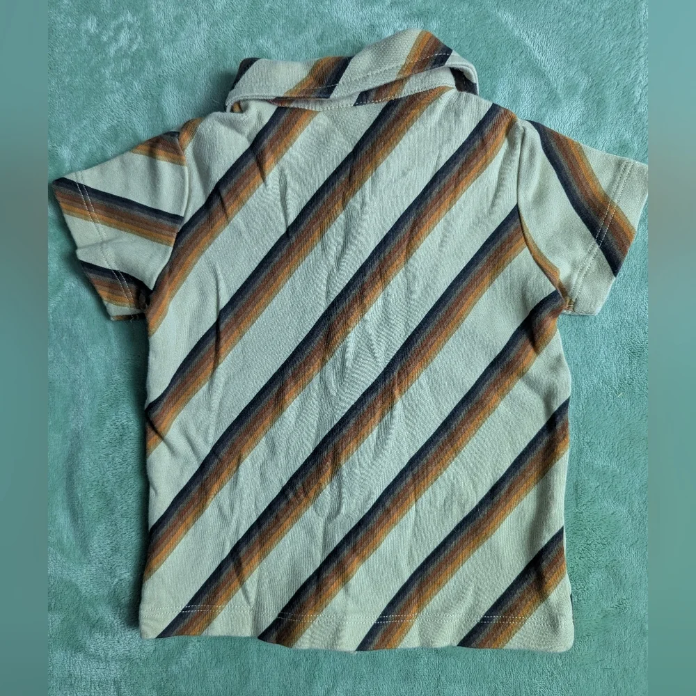 Kate Quinn Kids Button Down Shirt - Tan and Cream Stripes 12- 18 Month